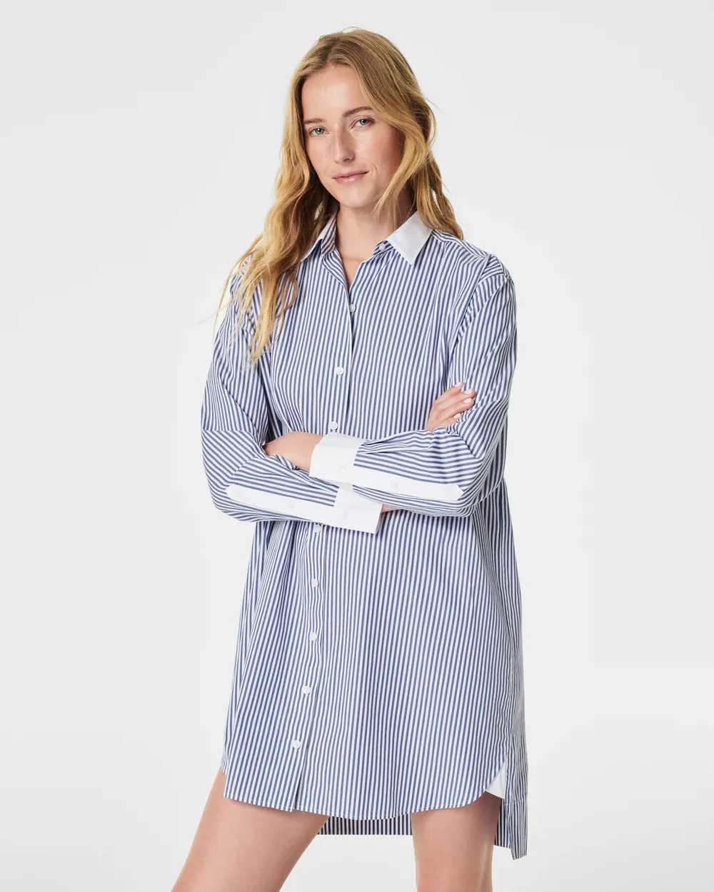 Poplin Shirt Dress (Postal Blue)