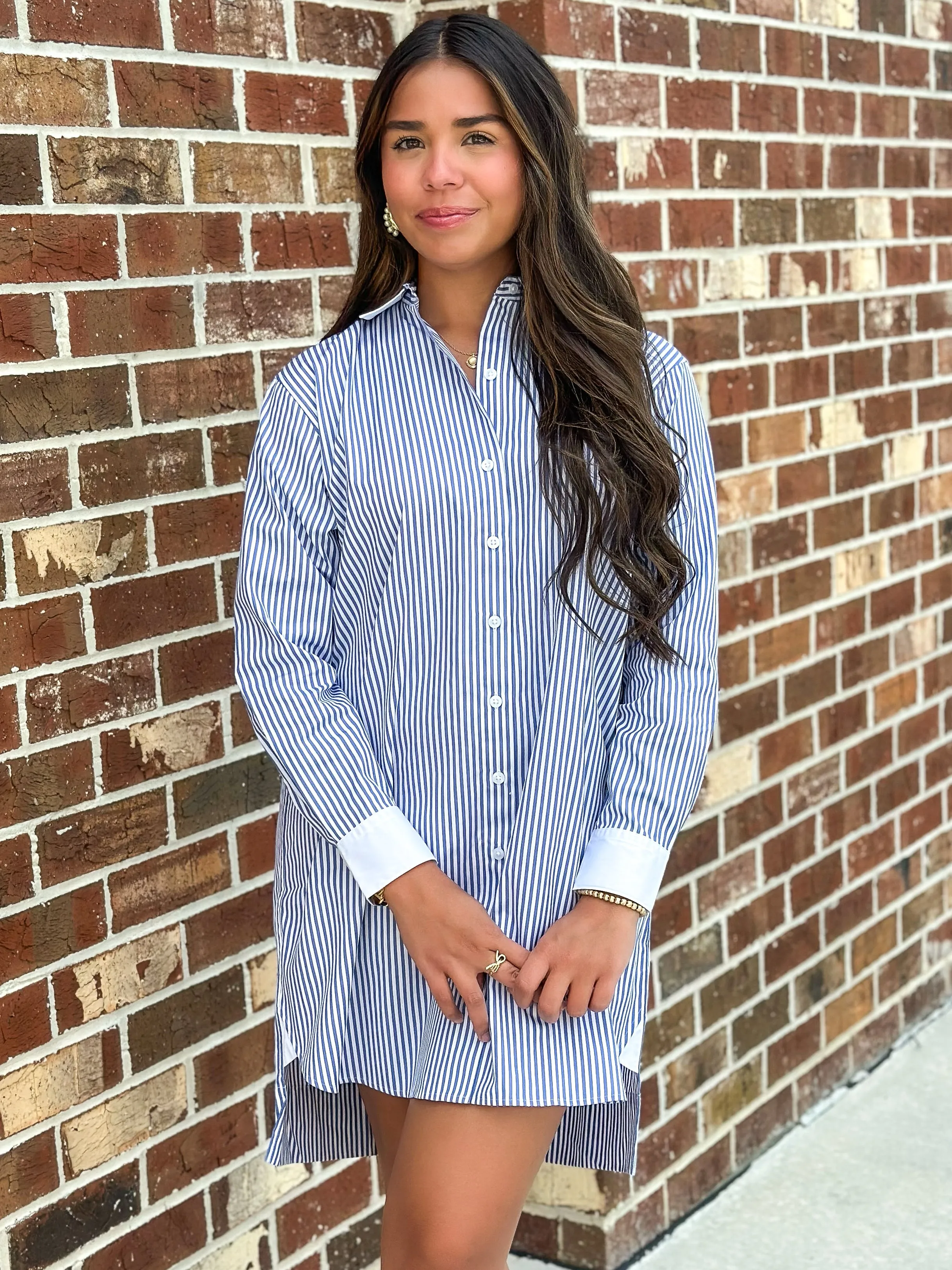 Poplin Shirt Dress (Postal Blue)