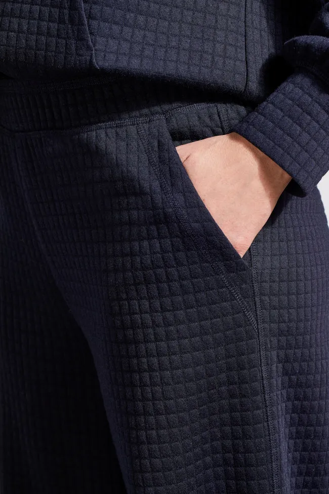 QUILTED PULL-ON PANTS WITH POCKETS-Navy