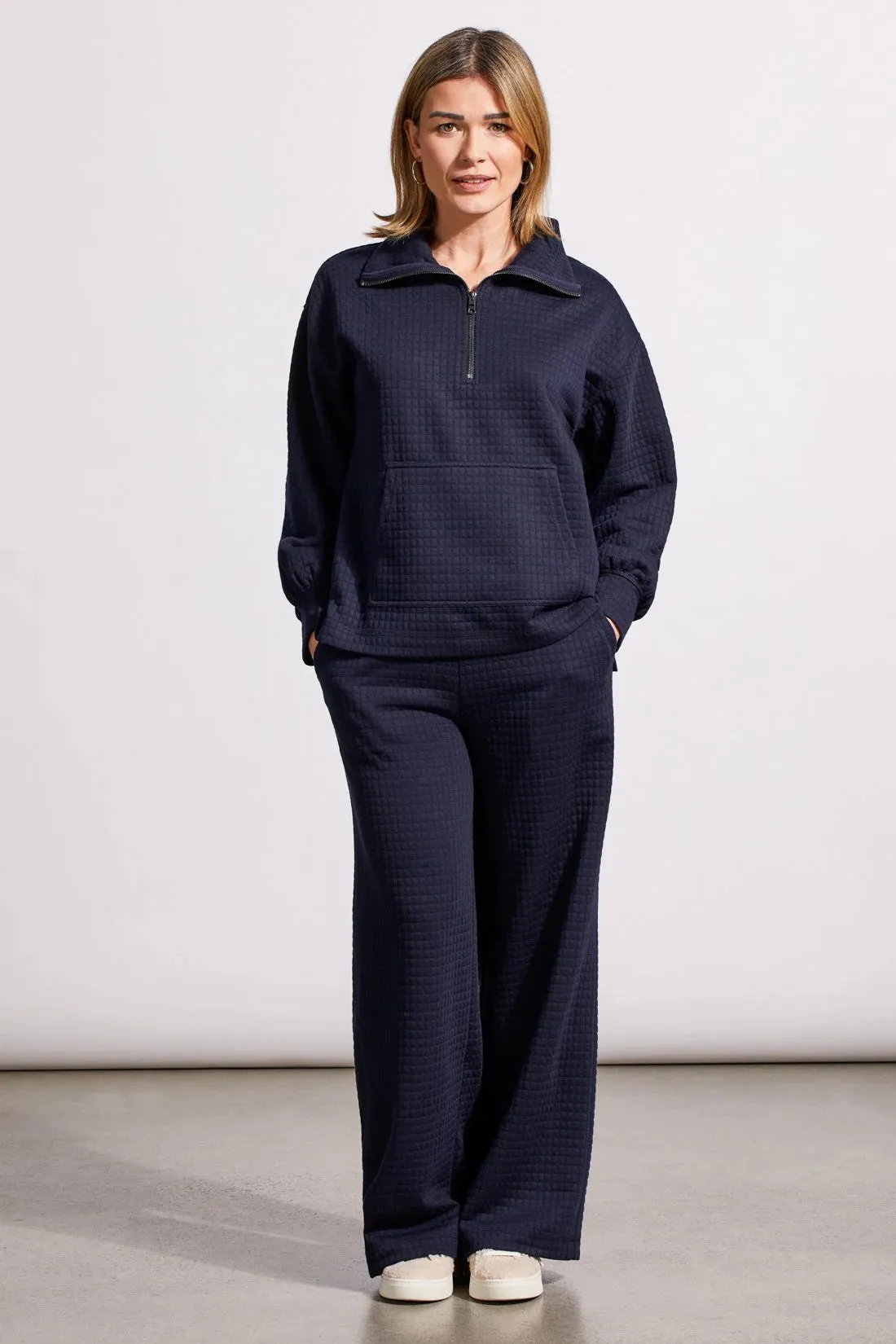 QUILTED PULL-ON PANTS WITH POCKETS-Navy