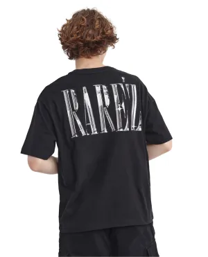 Rare Rabbit Men Keltz Black Cotton Fabric Short Sleeve Crew Neck Oversized Fit Printed T-Shirt