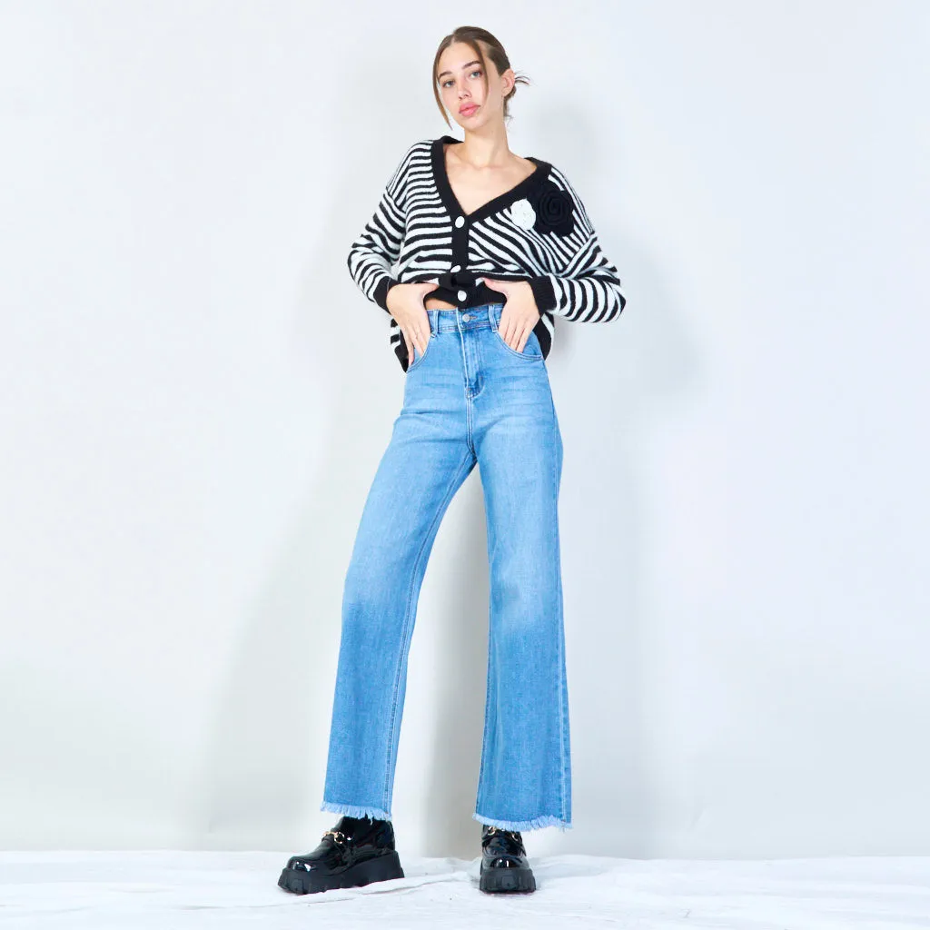 Raw-hem wide-leg jeans with vintage wash wholesale