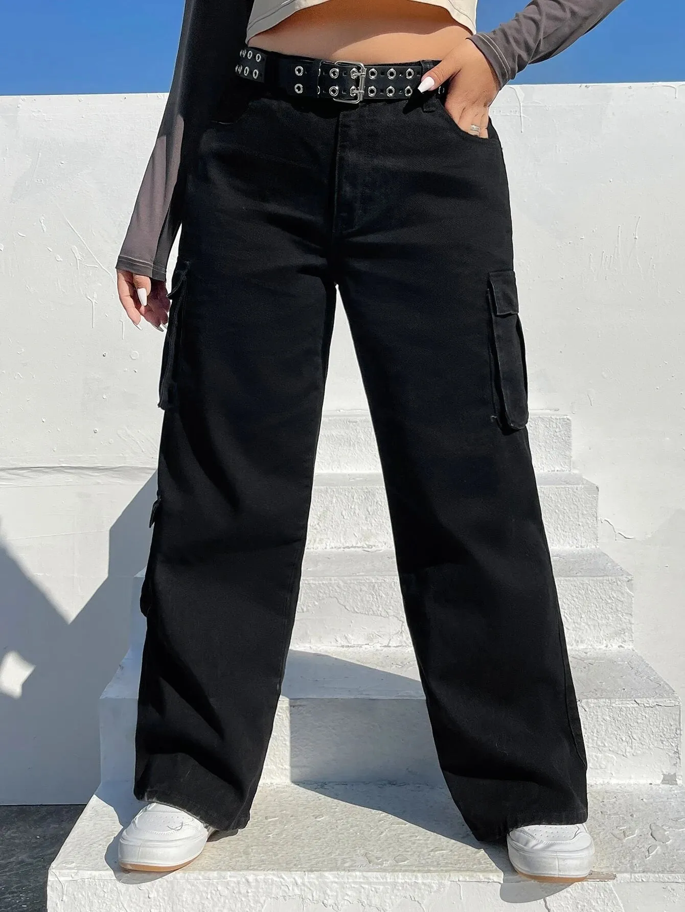 Side Pocket Cargo Pants Without Belt