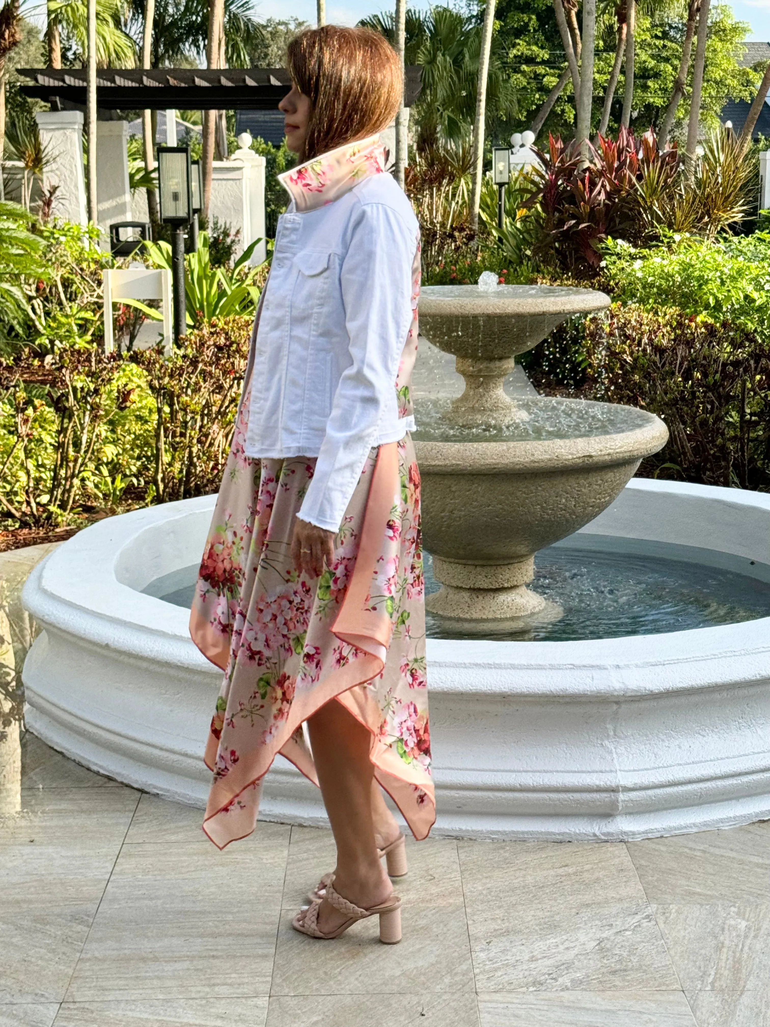 Silk Dress / Coral Flowers