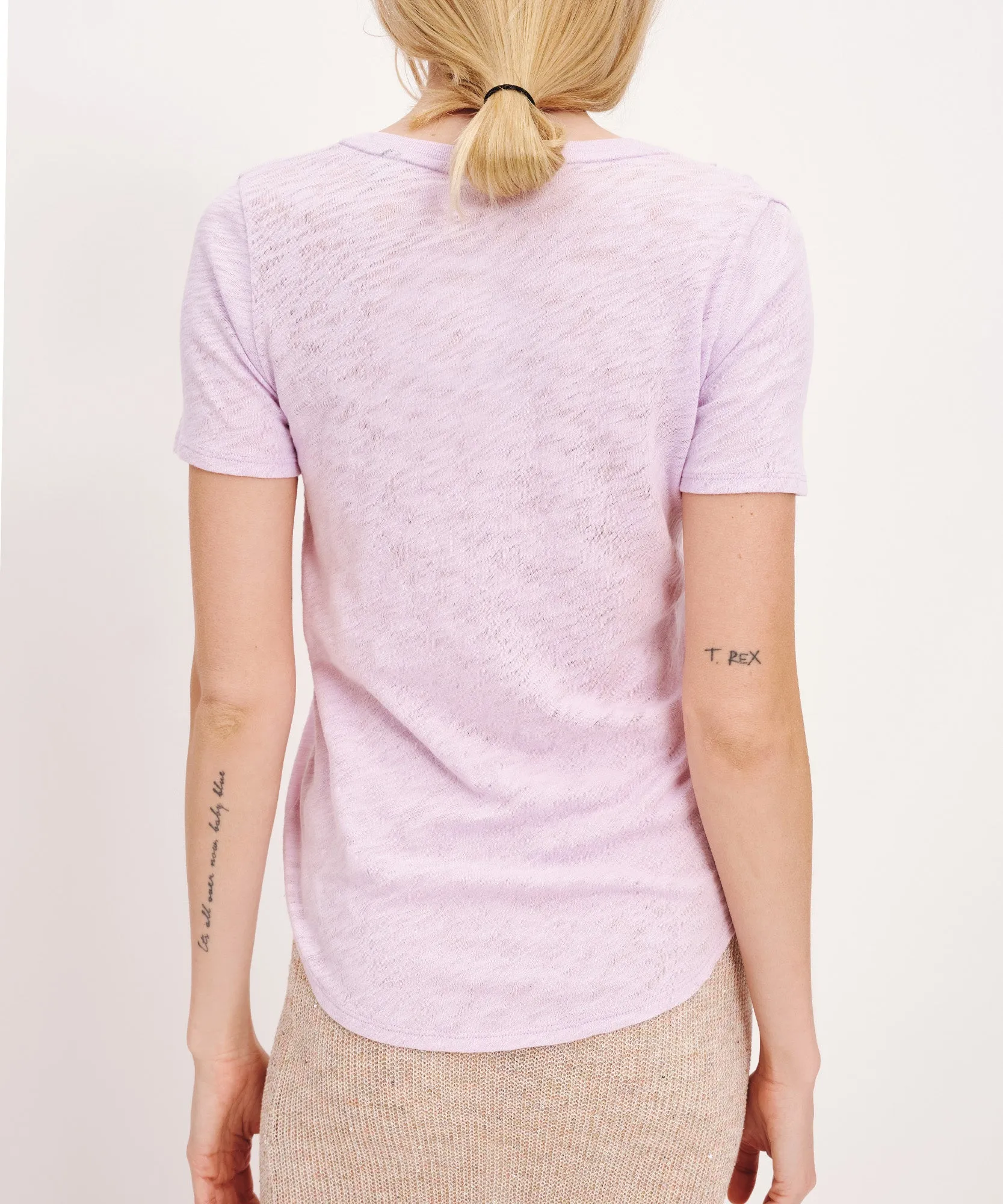 Slub Jersey Classic Short Sleeve V-Neck Tee - Violet Breeze