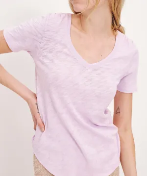 Slub Jersey Classic Short Sleeve V-Neck Tee - Violet Breeze