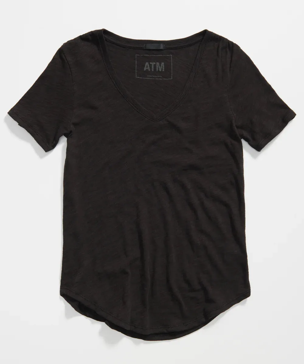 Slub Jersey Classic V-Neck Tee - Black