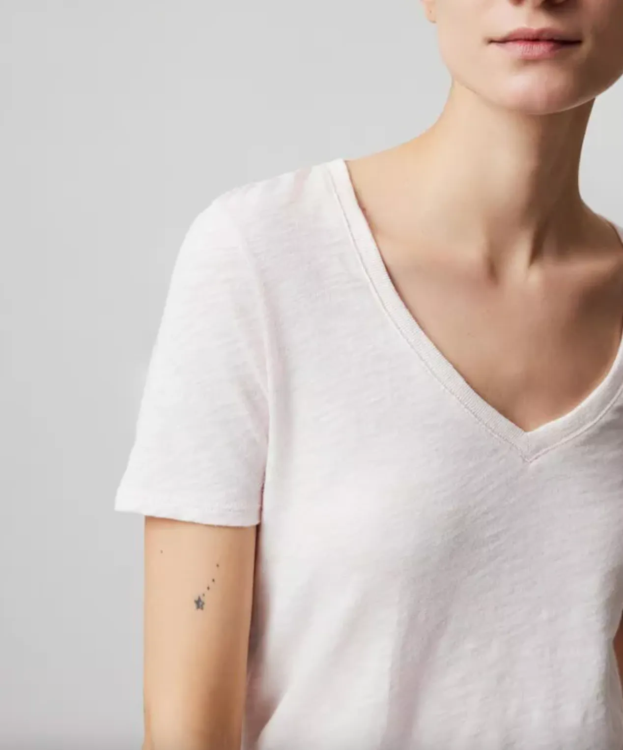 Slub Jersey Classic V-Neck Tee - Faded Rose