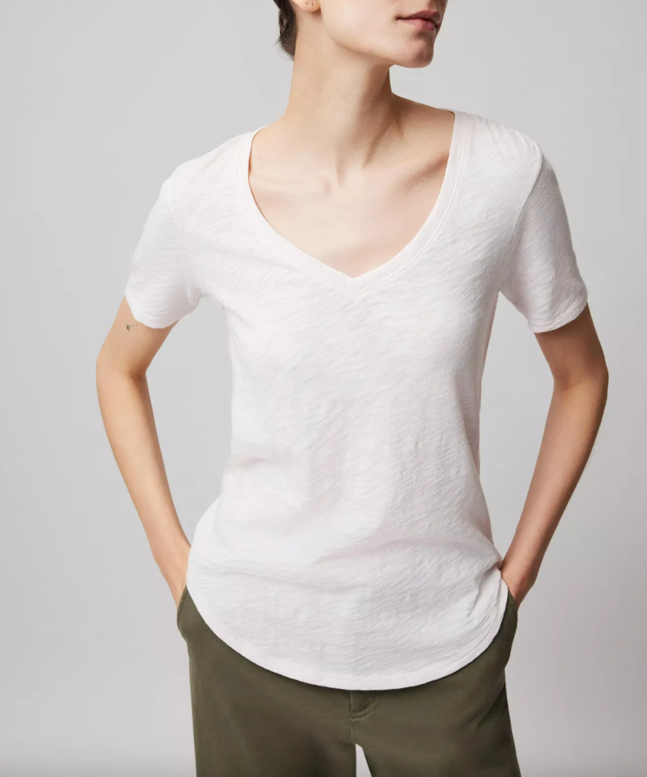 Slub Jersey Classic V-Neck Tee - Faded Rose