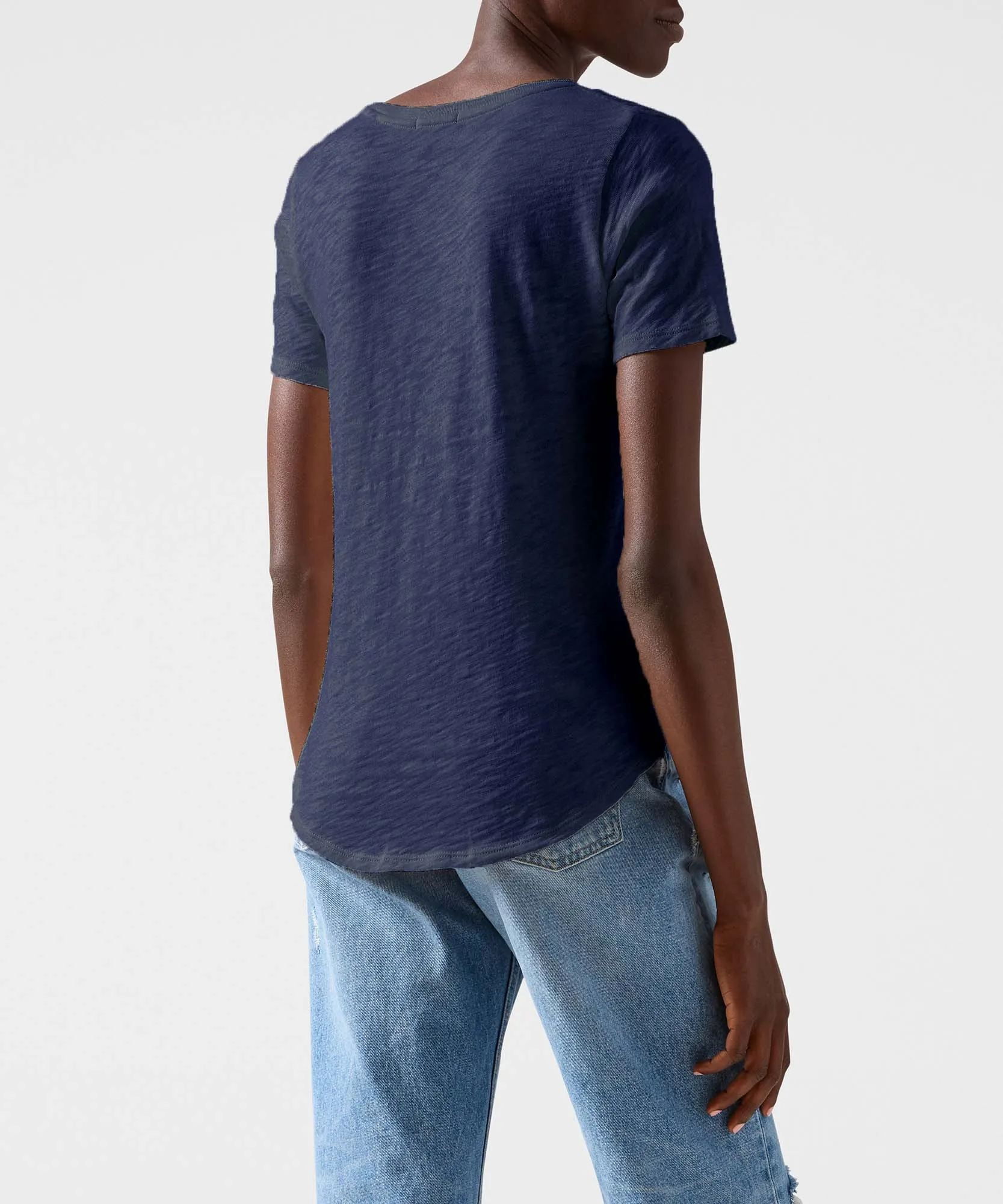 Slub Jersey Classic V-Neck Tee - Midnight