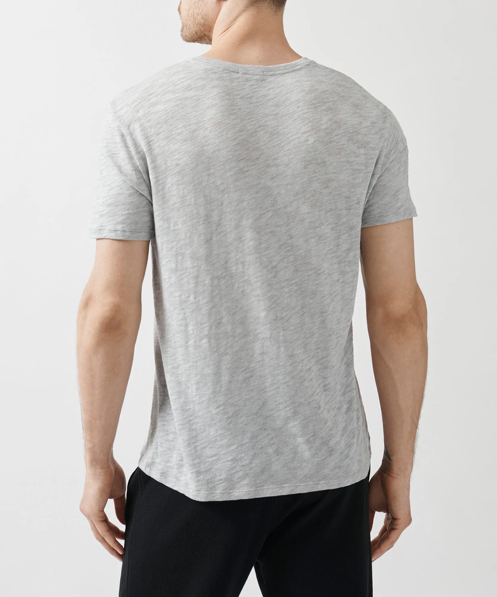 Slub Jersey V-Neck Tee - Heather Grey