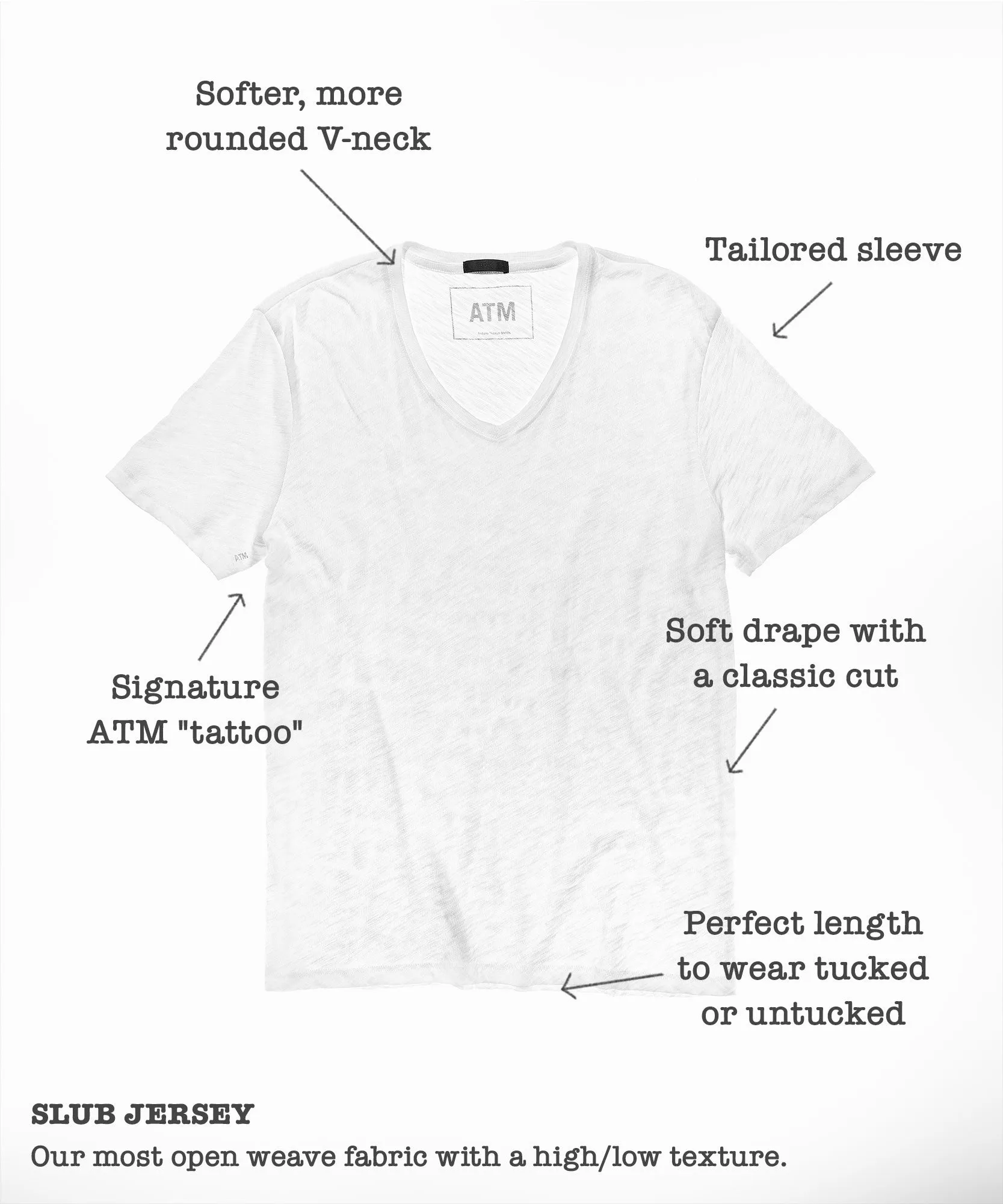 Slub Jersey V-Neck Tee - Heather Grey