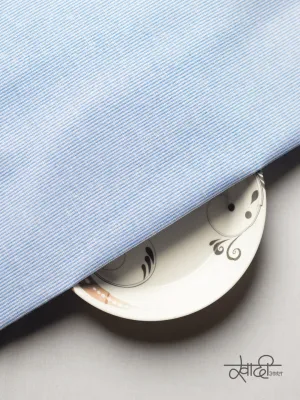 Small Plain Line White & Blue Trending Khadi Fabric