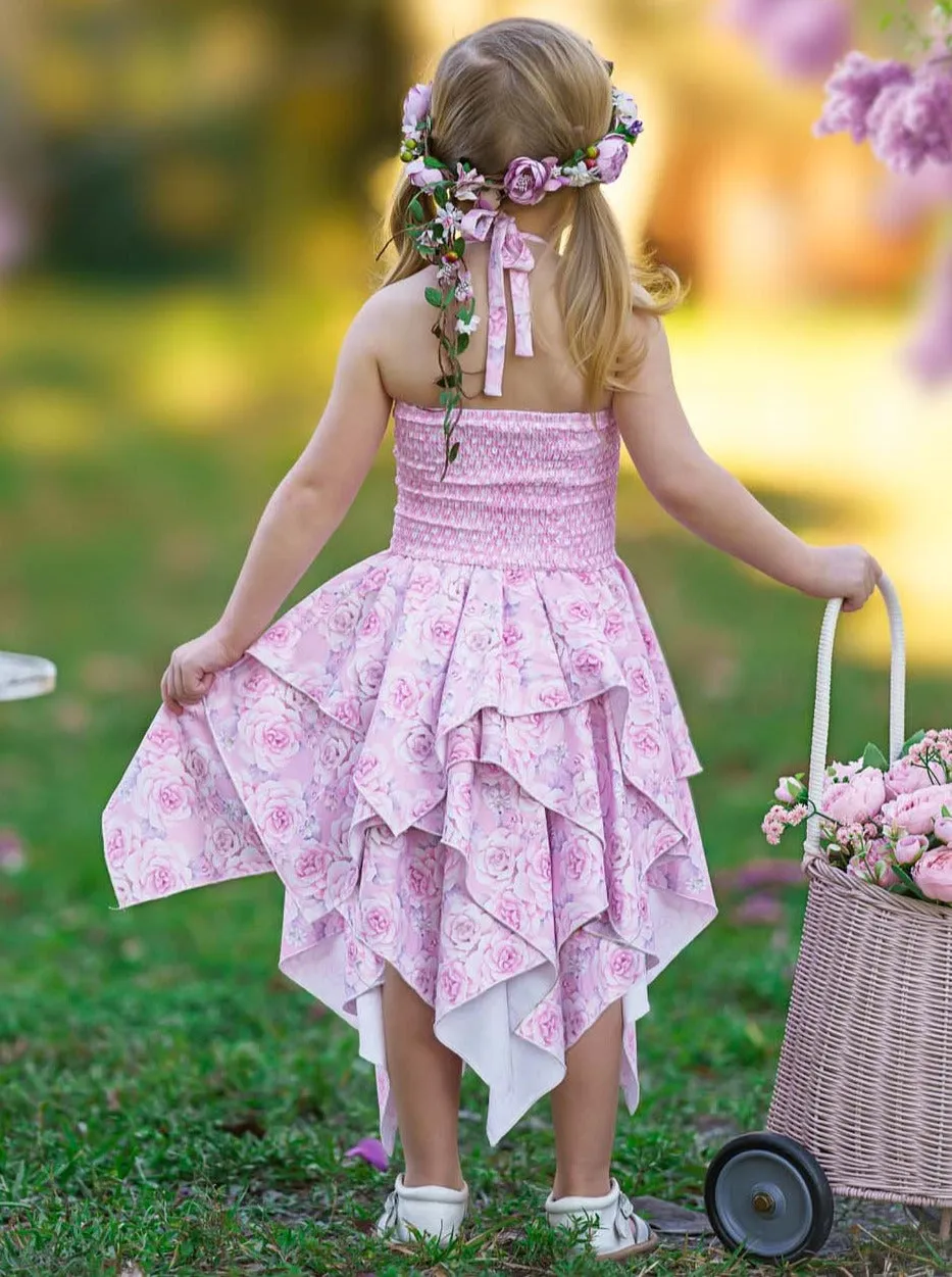 Smell The Flowers Smocked Handkerchief Dress