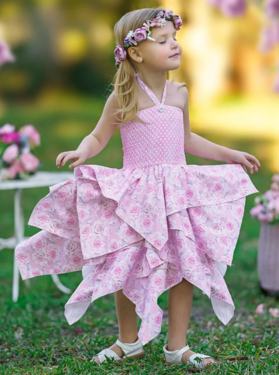 Smell The Flowers Smocked Handkerchief Dress