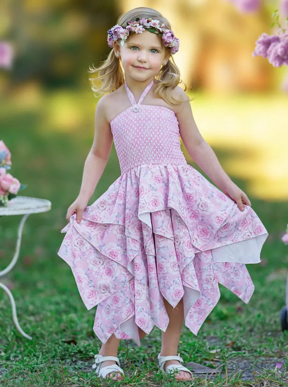 Smell The Flowers Smocked Handkerchief Dress