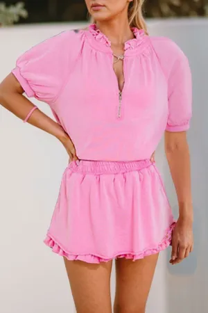 Spring Puff Sleeve Shorts Set