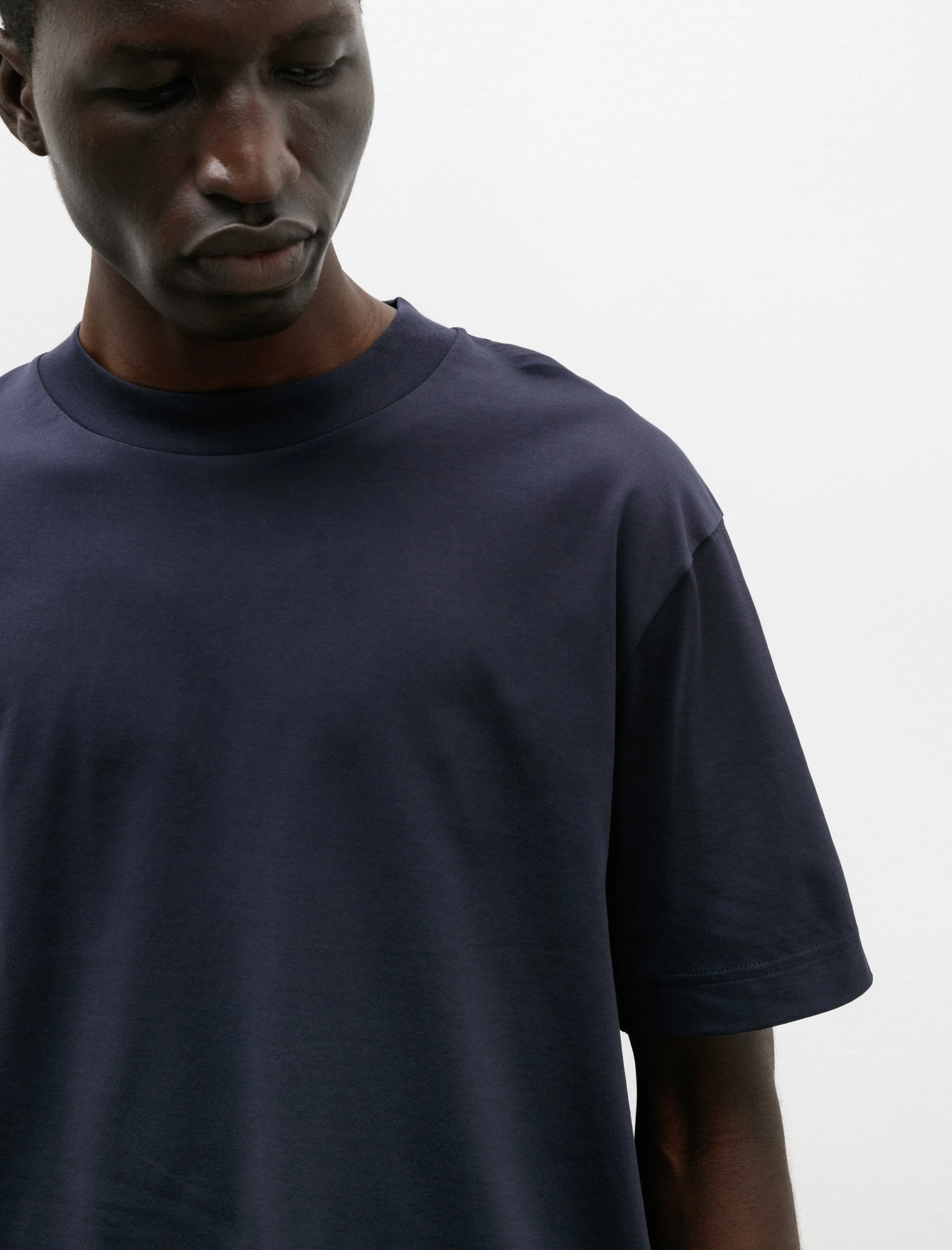 SS Mock Neck T-Shirt Navy