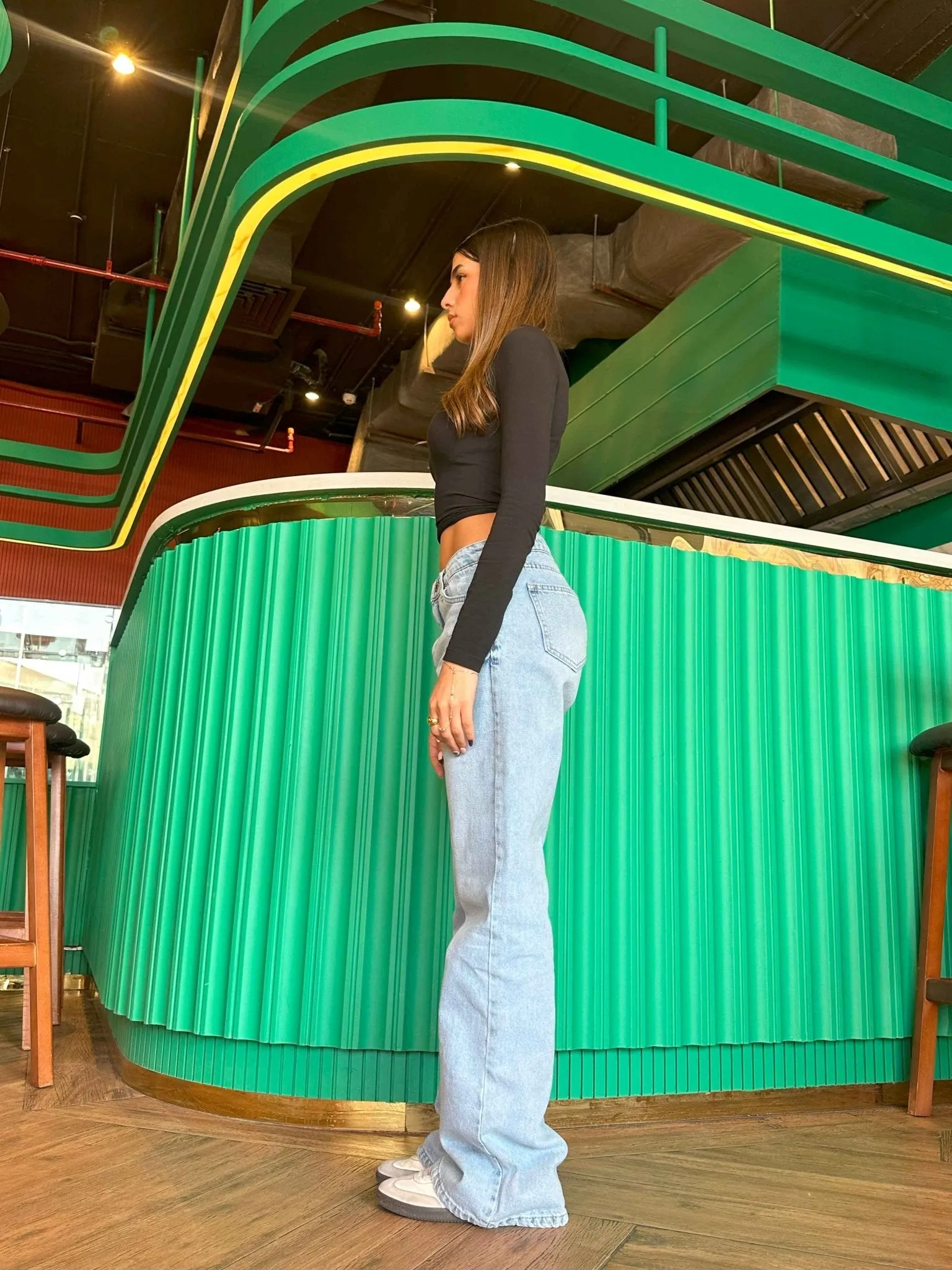 Straight Flared Leg - Low Waist Light Iced Blue Jeans.