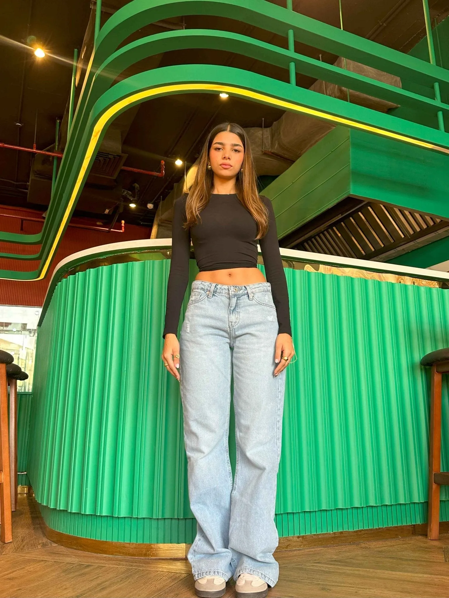 Straight Flared Leg - Low Waist Light Iced Blue Jeans.