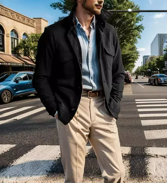 Stylish Men's Utility Jacket with Buttoned Flap Pockets