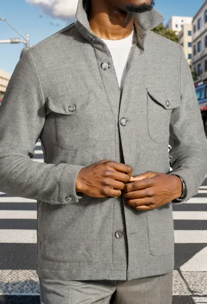 Stylish Men's Utility Jacket with Buttoned Flap Pockets