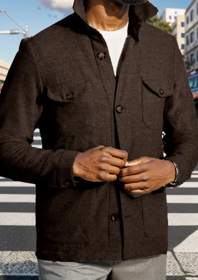 Stylish Men's Utility Jacket with Buttoned Flap Pockets