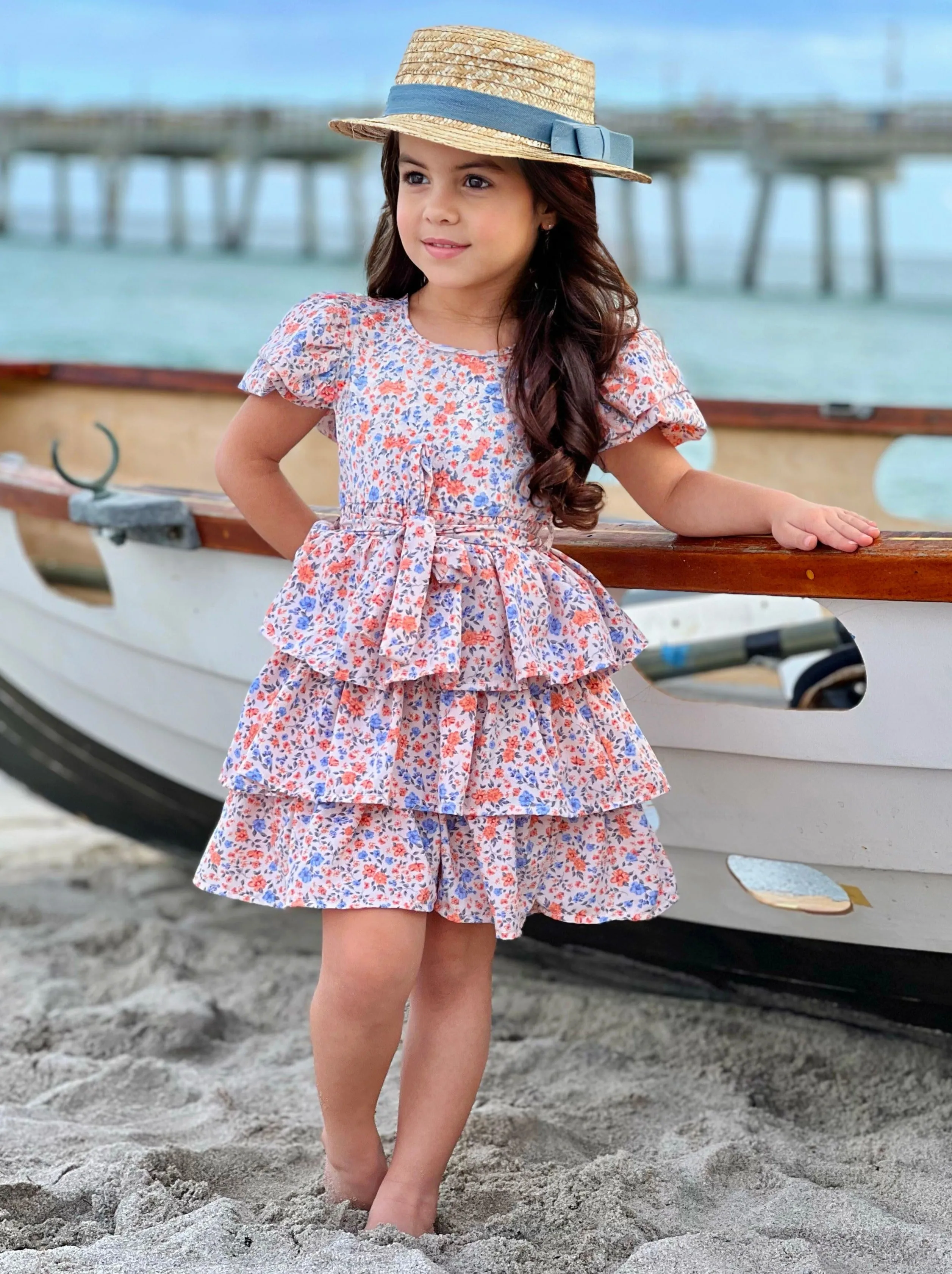 Summer Florals Casual Ruffles Dress