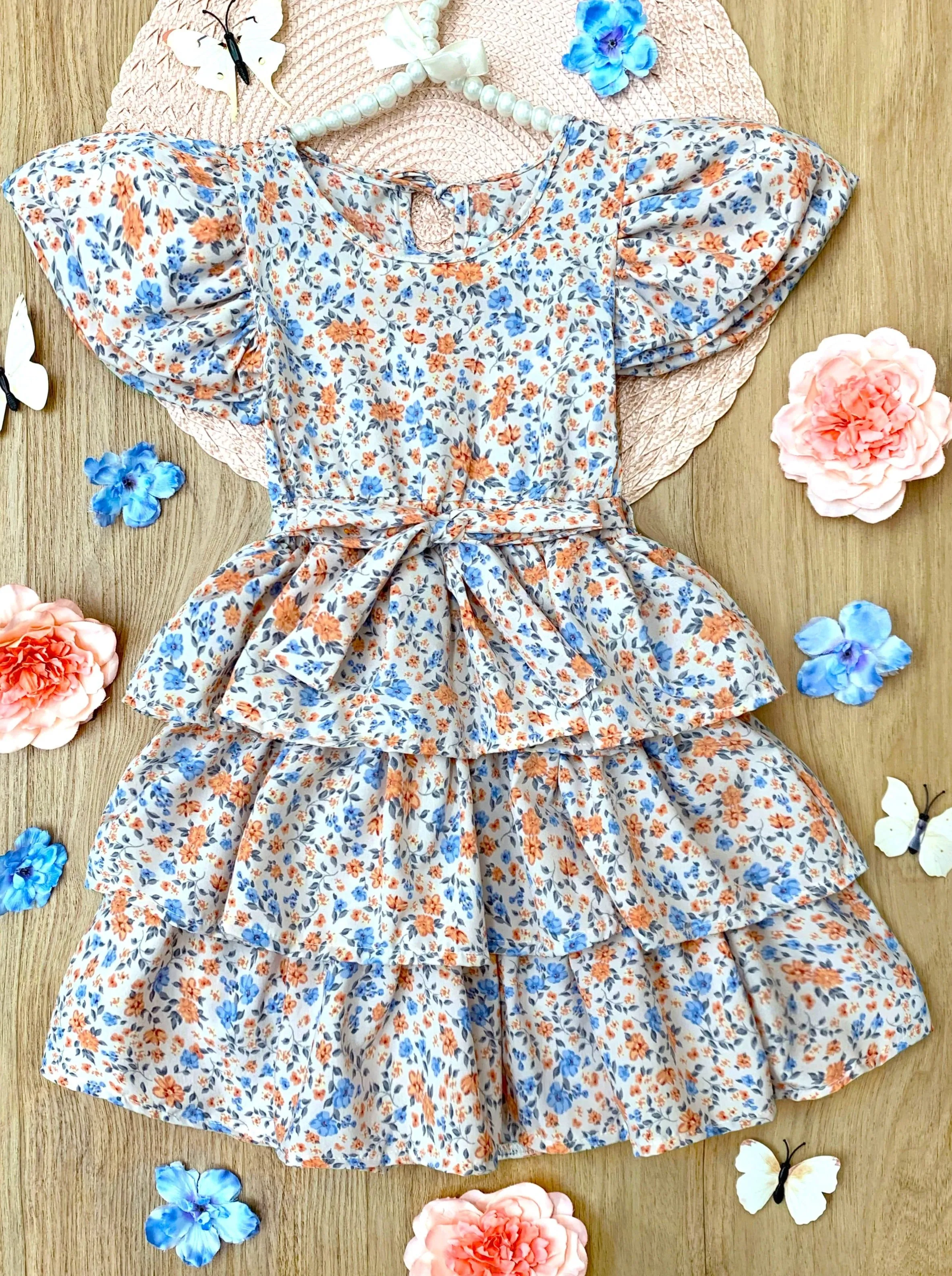 Summer Florals Casual Ruffles Dress