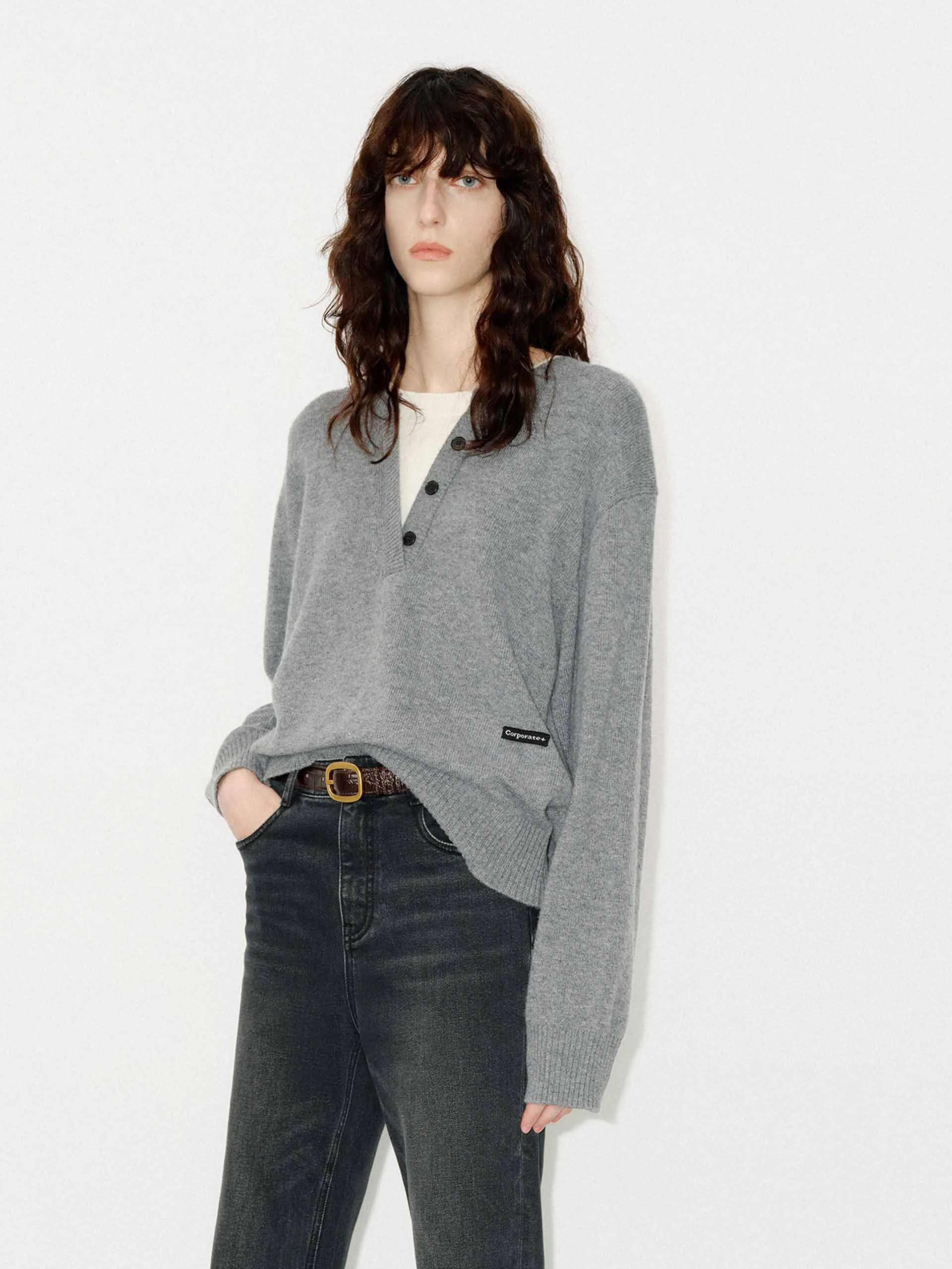 V-neck Loose Sweater