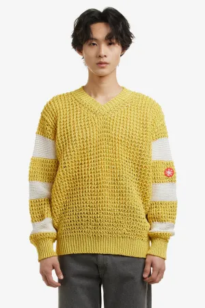 V NECK LOOSE WAFFLE KNIT