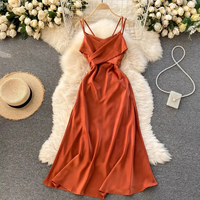 V Neck Sleeveless Wrap Casual Dresses | Women