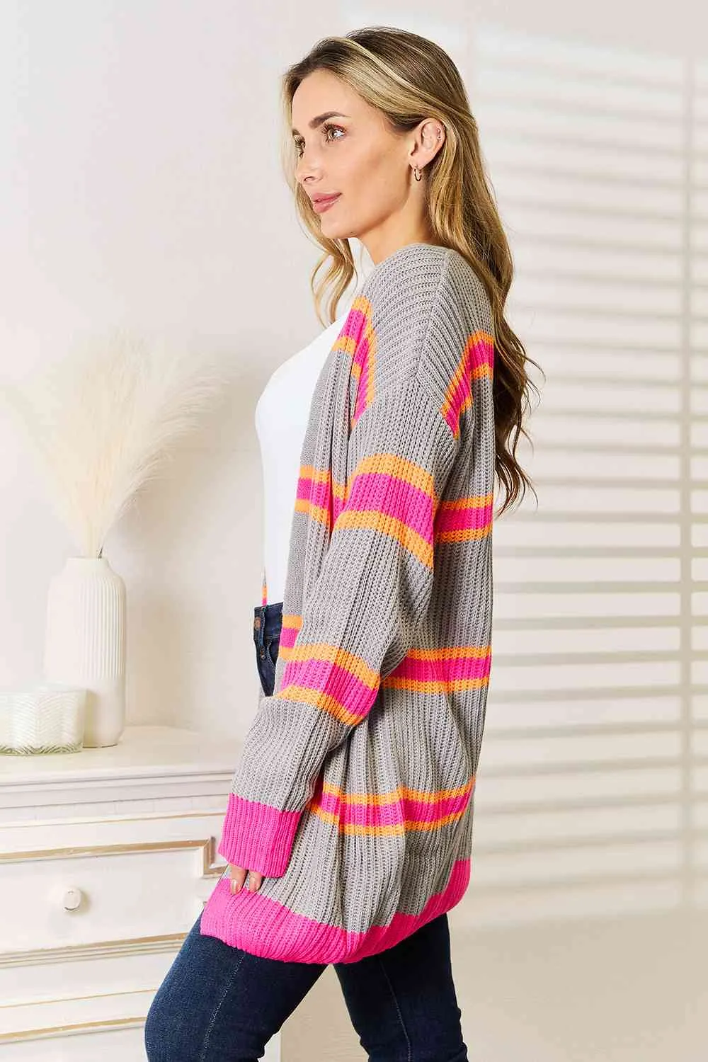 Valerie Woven Right Ribbed Long Sleeve Cardigan