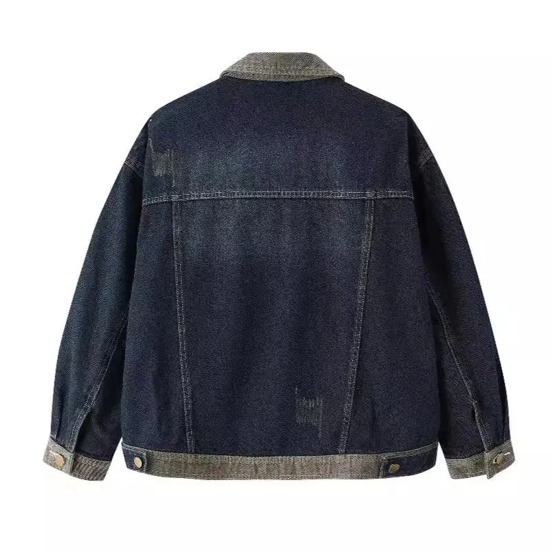 Vintage Blue Spliced Denim Jacket