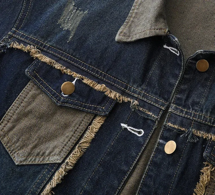 Vintage Blue Spliced Denim Jacket