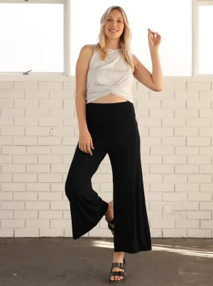 Wide Leg Maternity Casual Pants in Black