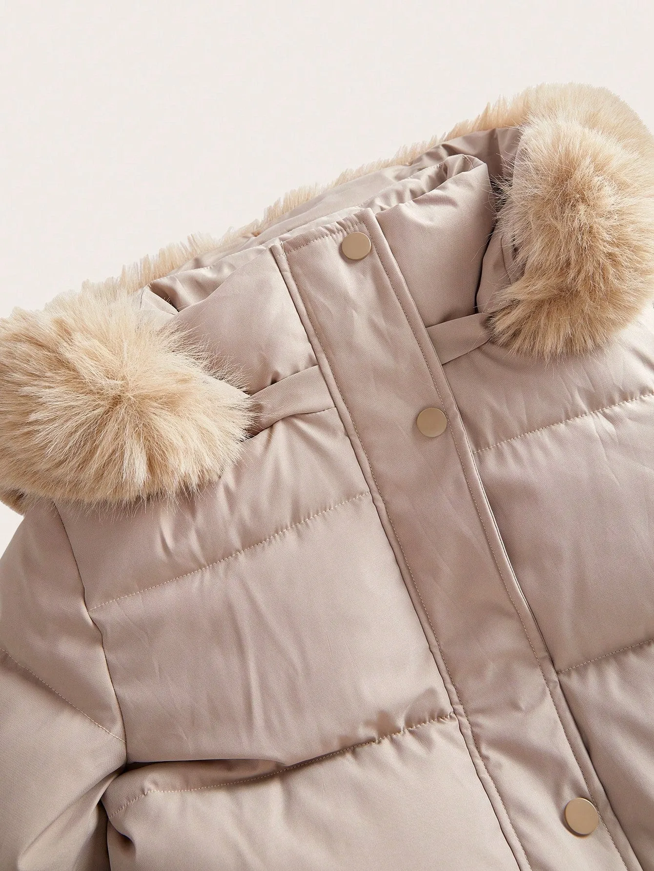 Women's Casual Padded Jacket with Fur Collar and Hood for Winter Seasons Lightweight
