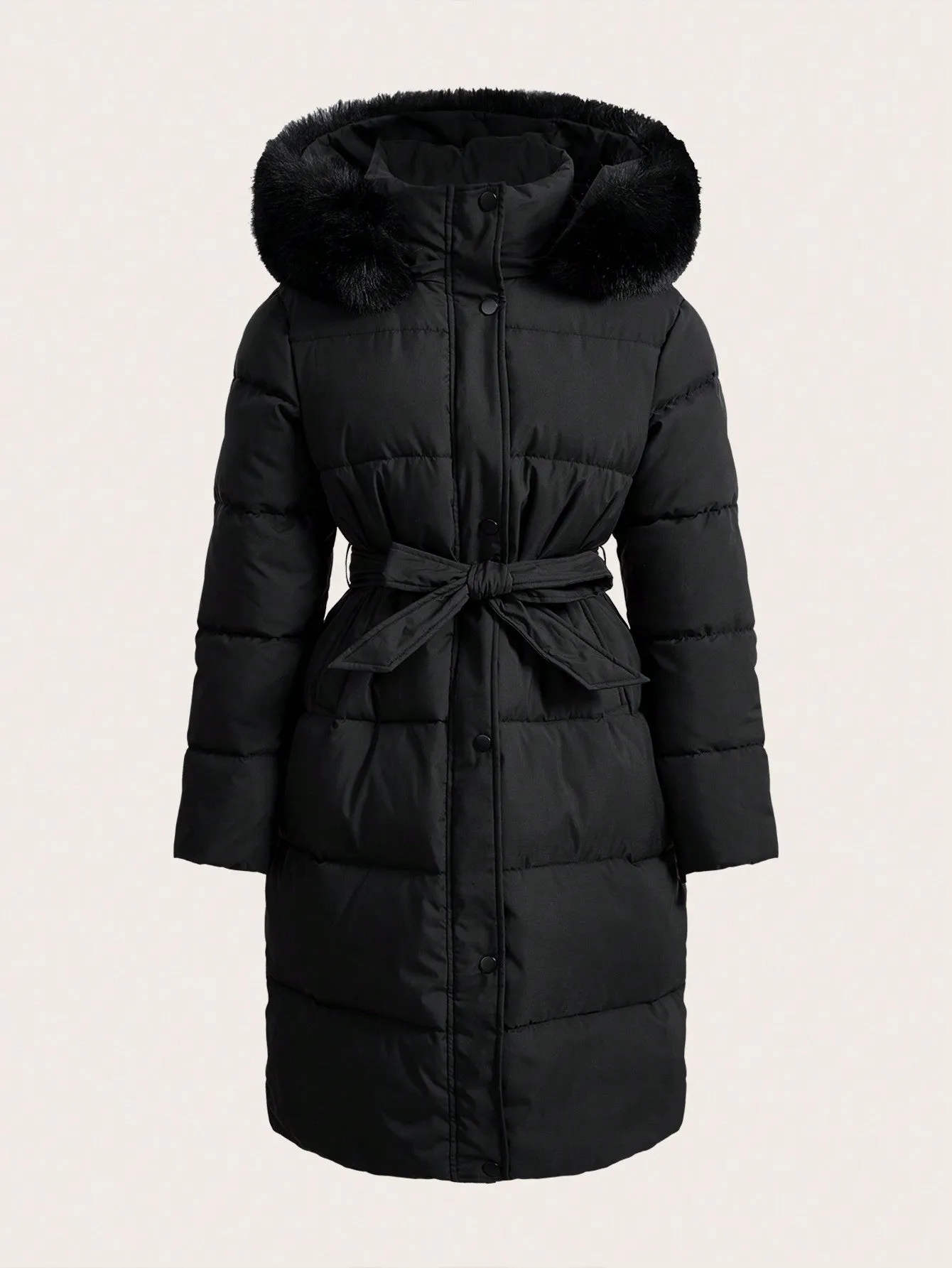 Women's Casual Padded Jacket with Fur Collar and Hood for Winter Seasons Lightweight