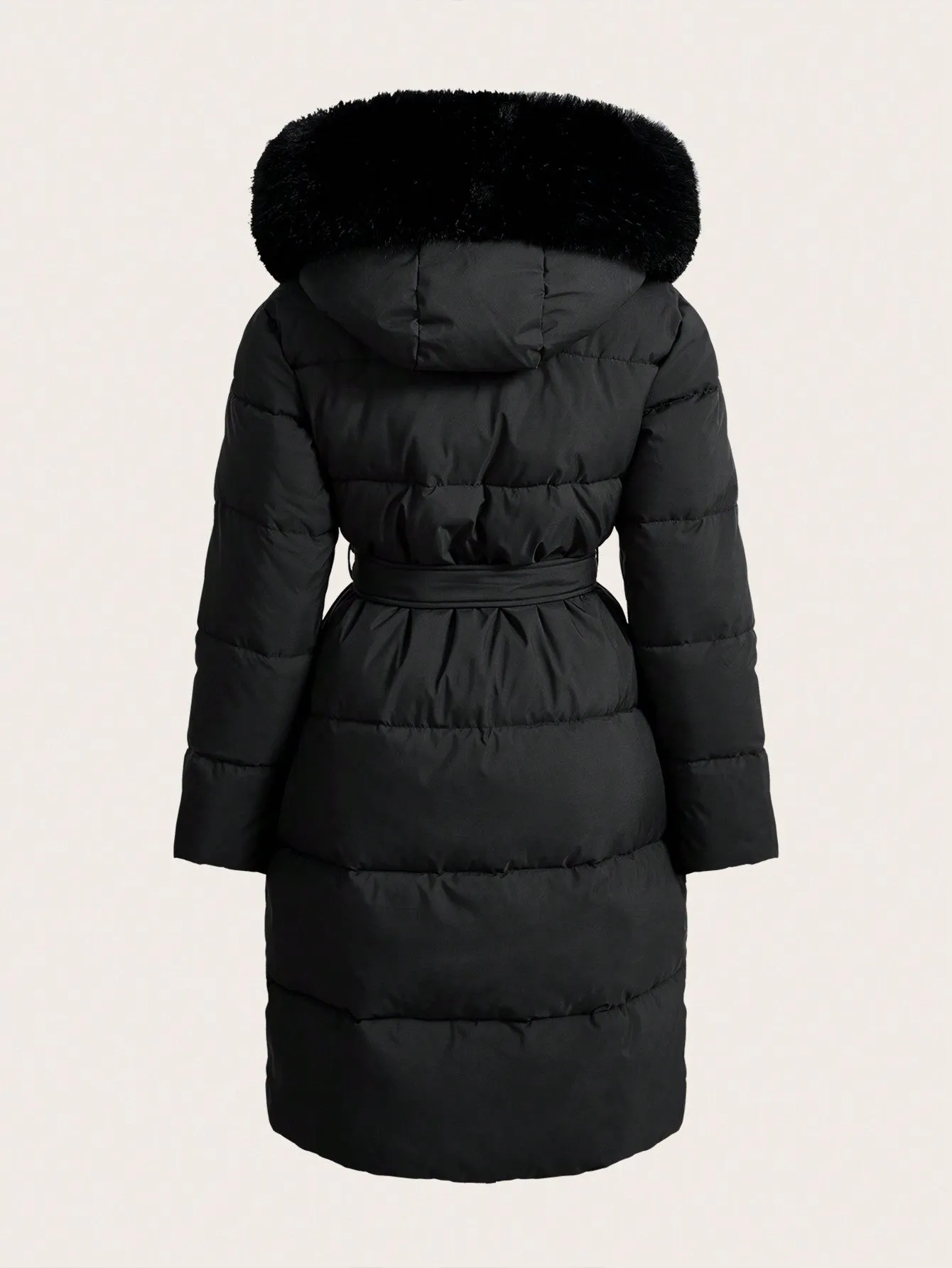Women's Casual Padded Jacket with Fur Collar and Hood for Winter Seasons Lightweight