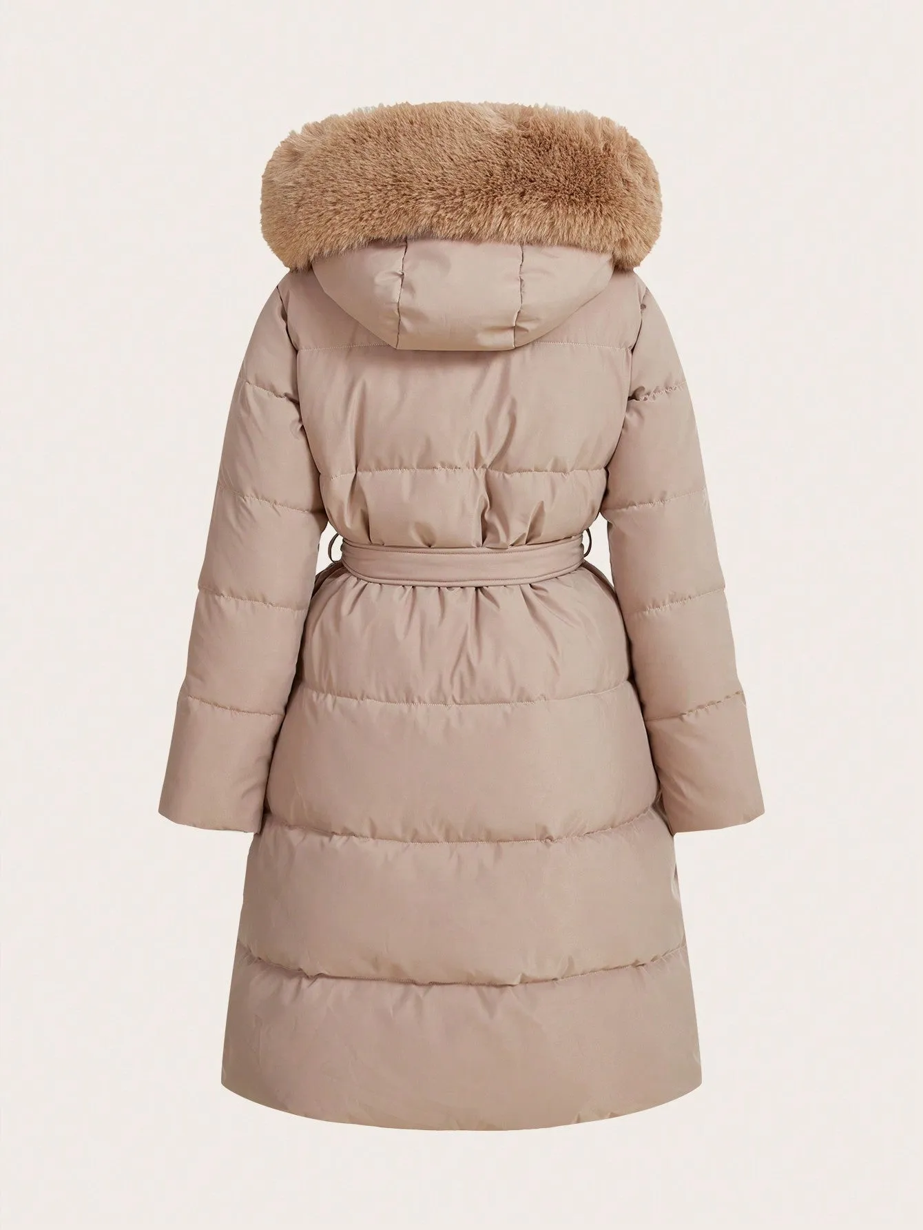 Women's Casual Padded Jacket with Fur Collar and Hood for Winter Seasons Lightweight