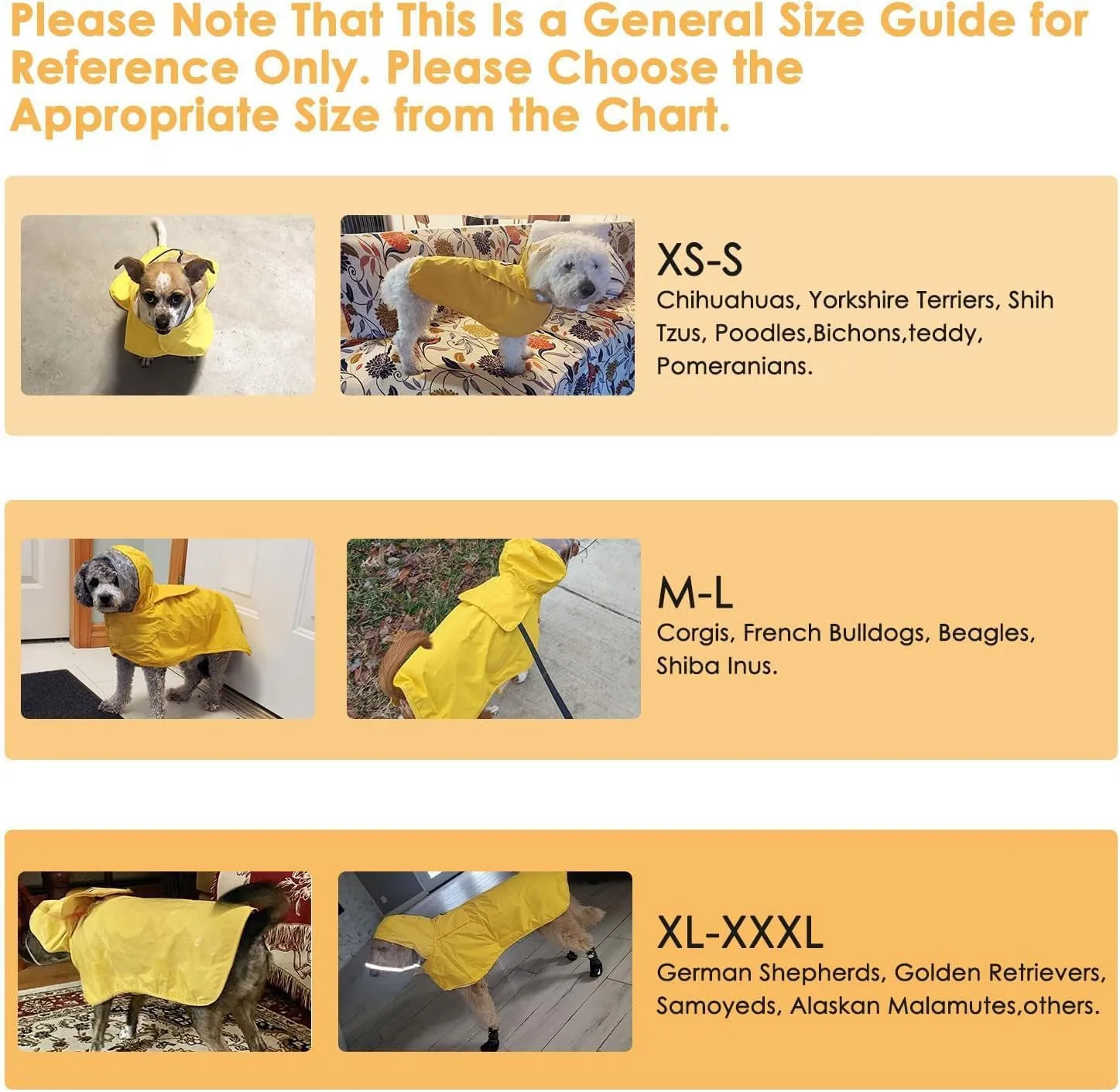 XS Yellow Reflective Adjustable Pet Raincoat with Hood – Waterproof Dog Jacket, Adjustable Dog Poncho for Outdoor Protection